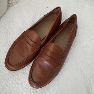 J.Crew Classic Brown Leather Penny Loafers Size 7 Minimalist Preppy